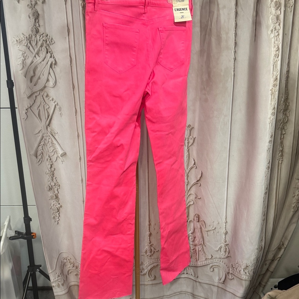 L'AGENCE Hot Pink denim coated Jeans - Picture 3 of 5